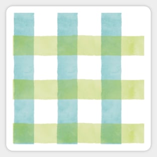 Green & Blue Watercolour Checks Sticker